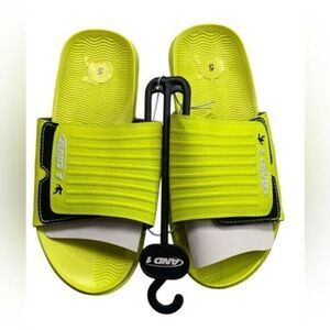 NWOB AND 1 - Youth Bright Yellow Adjustable Slip On Athletic Slides  - Size 5